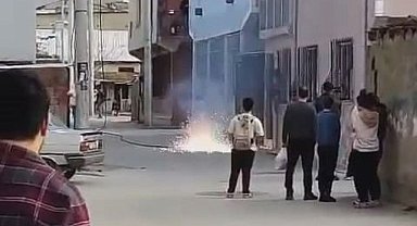 Bursa'da Tehlike Dolu Anlar! Elektrik Teli Kopunca...