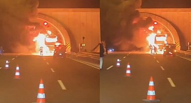 Bursa-İstanbul yolunda yolcu otobüsünde yangın