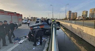 Melikgazi'deki kazada otomobil takla attı: 1 yaralı