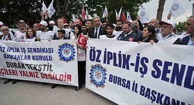 Bursa'da grevdeki tekstil işçilerinden basın açıklaması