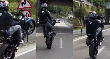 Bursa'da motosiklet sürücüsü trafiği tehlikeye attı 