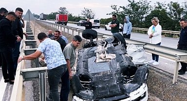 Bursa-Yenişehir yolundaki kazada otomobil takla attı: 1 yaralı