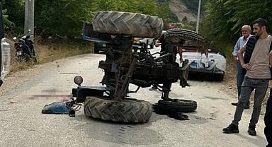 İnegöl'deki traktör kazasında anne öldü, oğlu kurtuldu