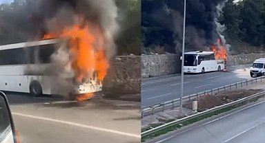 Bursa'daki yolcu otobüsü yangınında facia atlatıldı