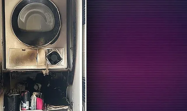 Kıyafet kurutma makinesi patladı
