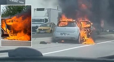 İnegöl'deki otomobil adeta cehenneme döndü