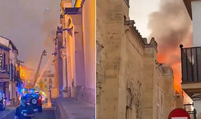 Avrupa'daki en ihtişamlı camide yangın! Endülüs'te tarih yandı!