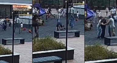 Parkta oynayan çocukları yerden yere vurdu