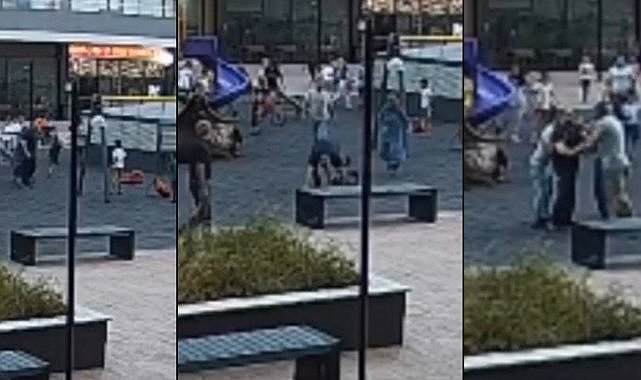 Parkta oynayan çocukları yerden yere vurdu