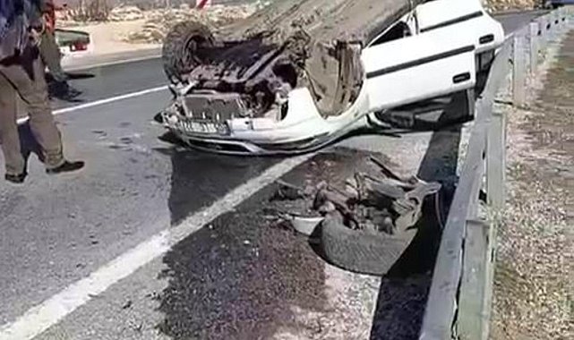 Takla atan araçtan burnu bile kanamadan kurtuldu