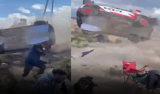 Rallide facia! Araba seyircilerin üzerine uçtu