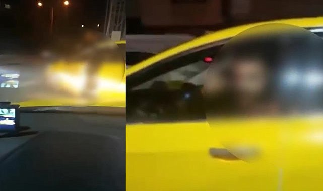 Taksici, meslektaşının önünü kesip tehdit etti