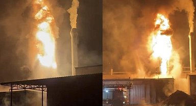 Yağ kazanı patlayan entegre tesisi alev alev yandı